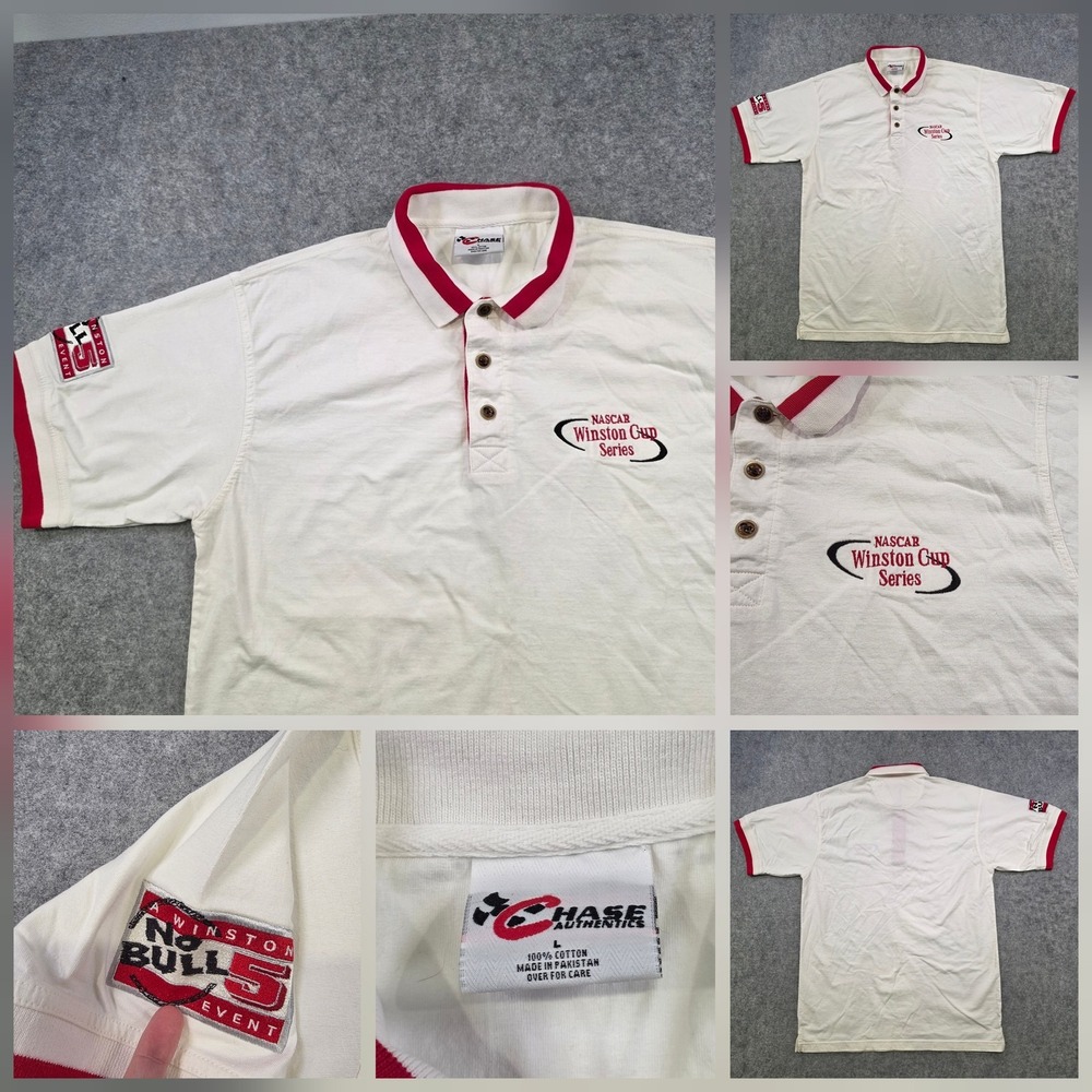 Vintage‎ NASCAR Winston Cup Series Polo Shirt Mens Large White Chase Authentics
